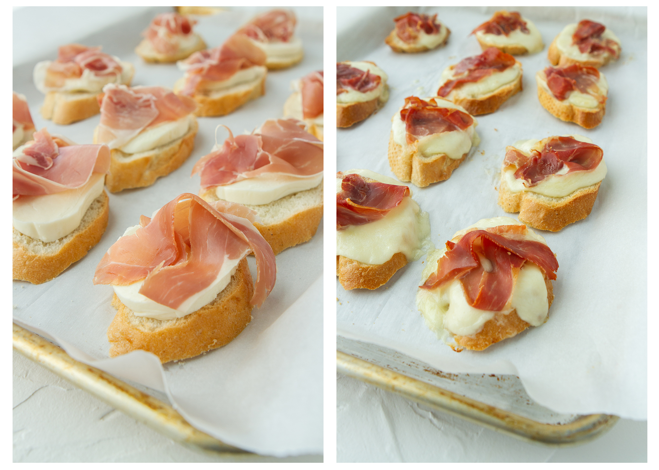 prosciutto melts prepared and baked