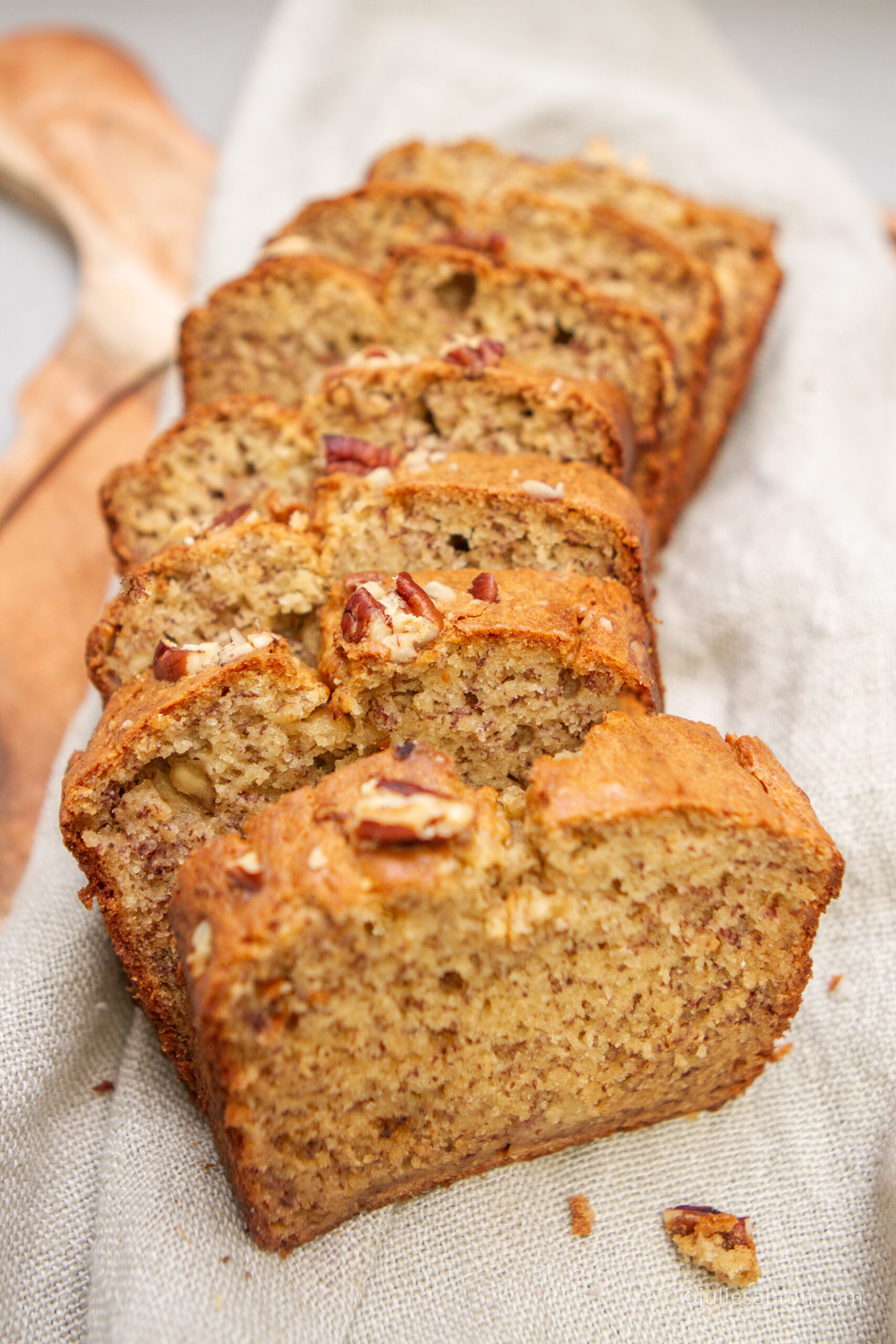 banana bread with walnuts on top