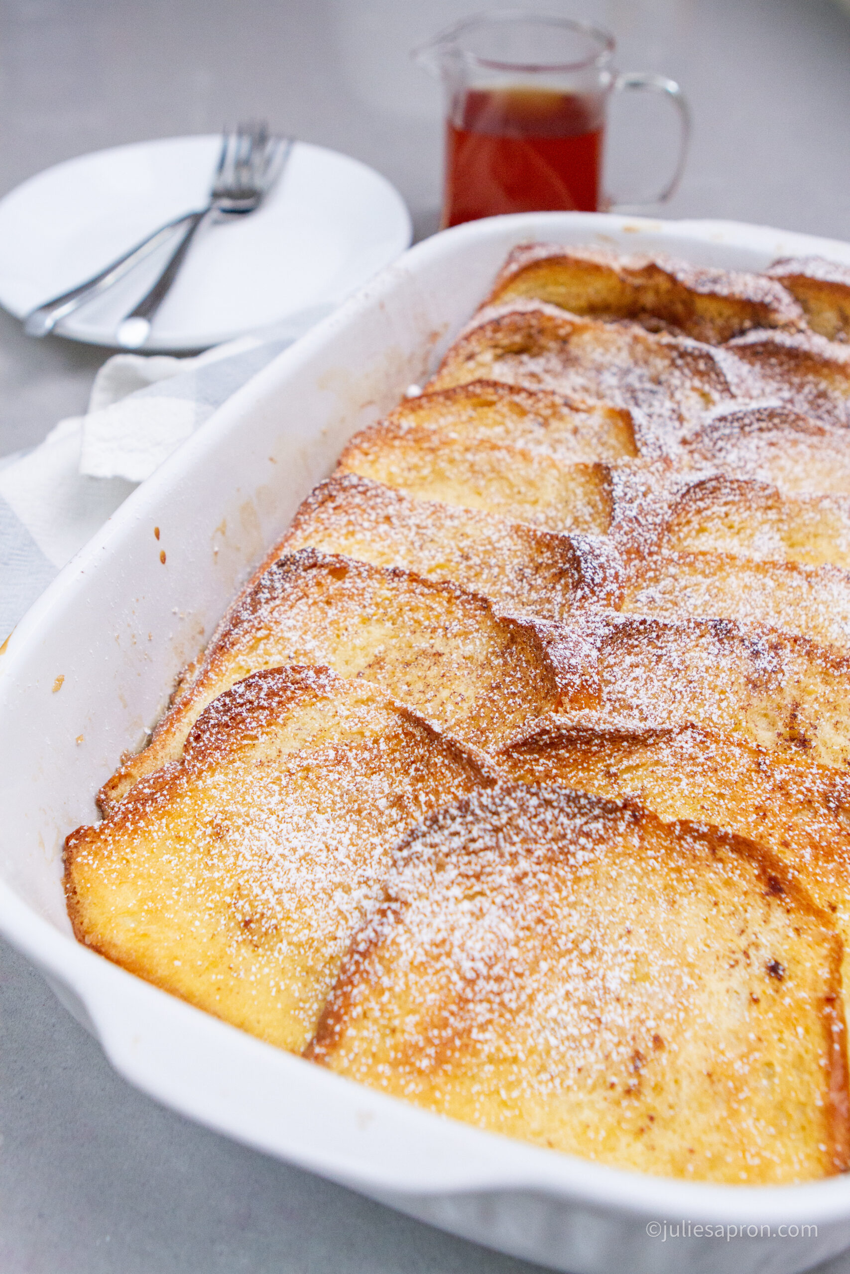 brioche toast in casserole dish