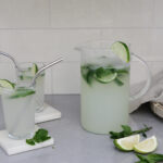 mojito mocktail in pitcher and glasses