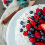 top view of berry crumble cake