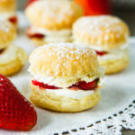 Mini strawberry napoleons dusted with powder sugar