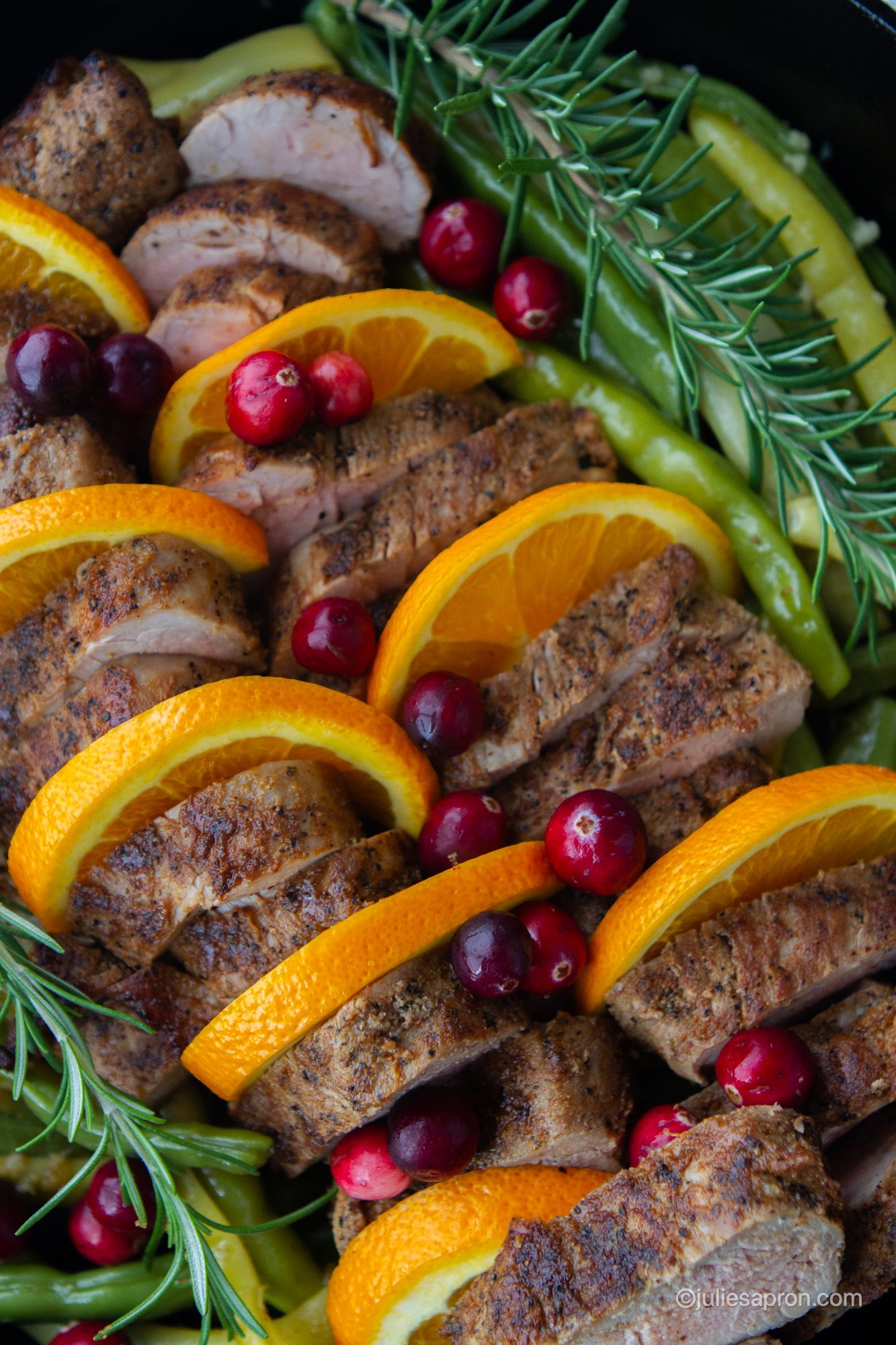 tenderloin with oranges and cranberries