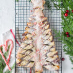 puff pastry Christmas tree dusted with powder sugar