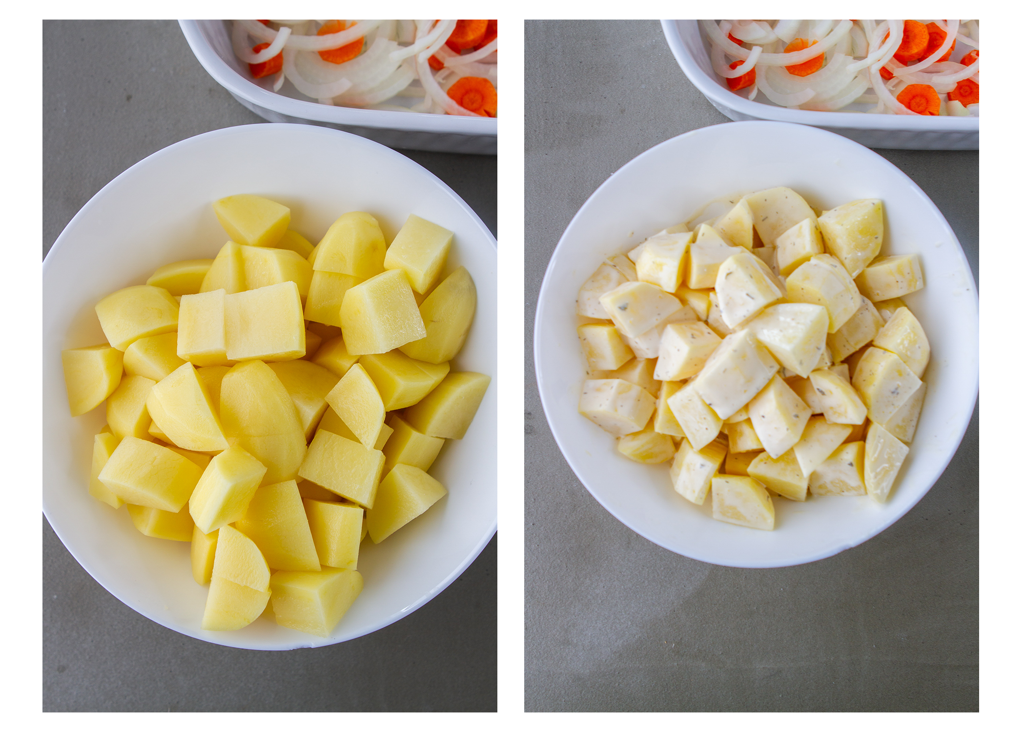 chopped potatoes with ranch