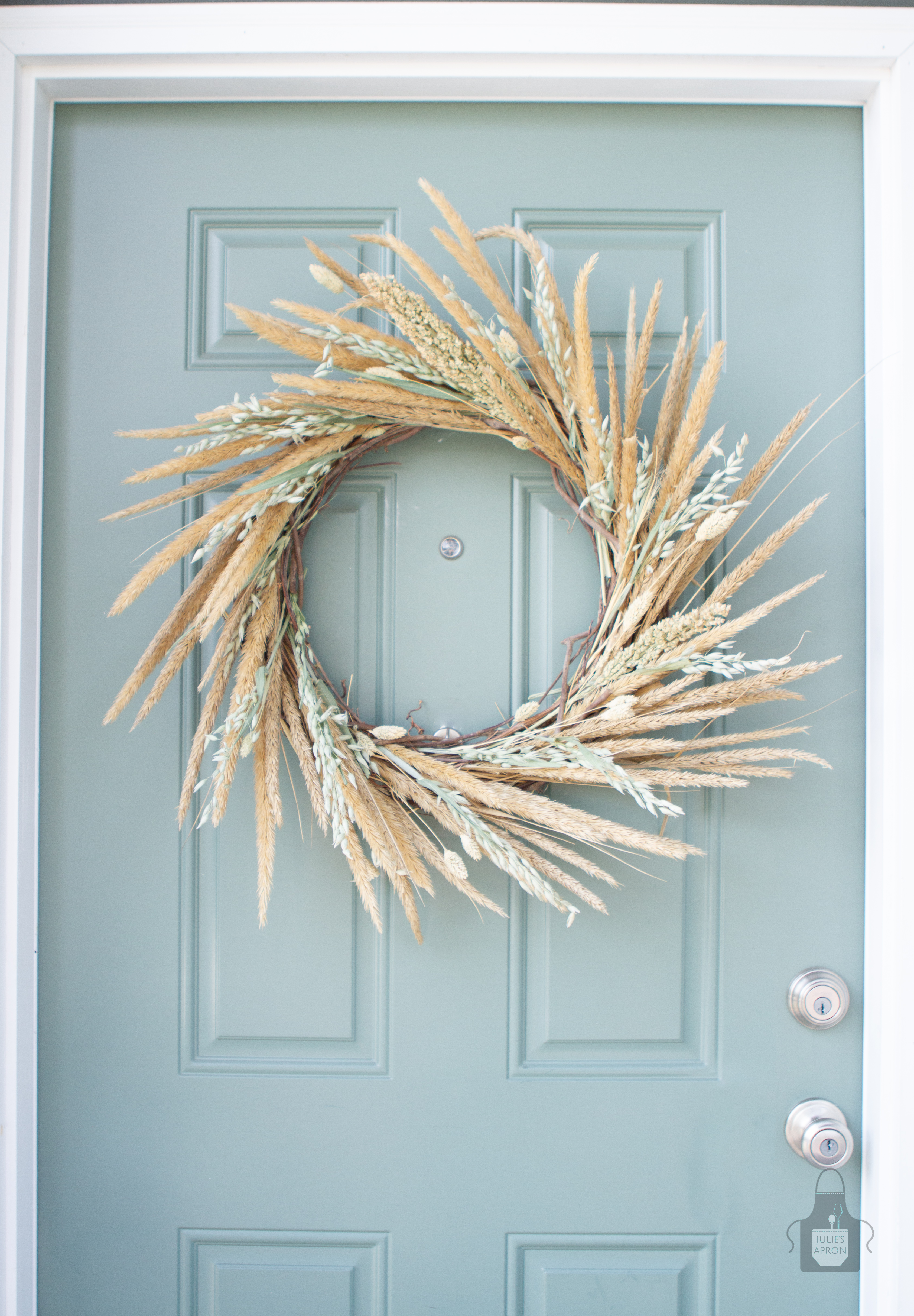 front door with wreath