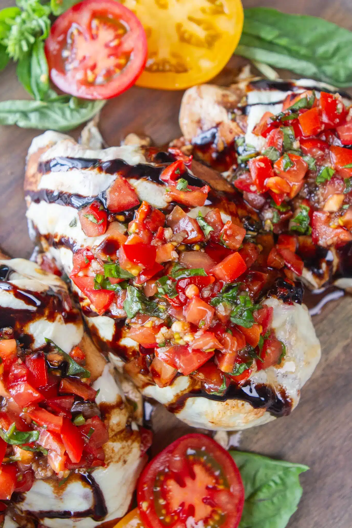 chicken breast with balsamic and caprese