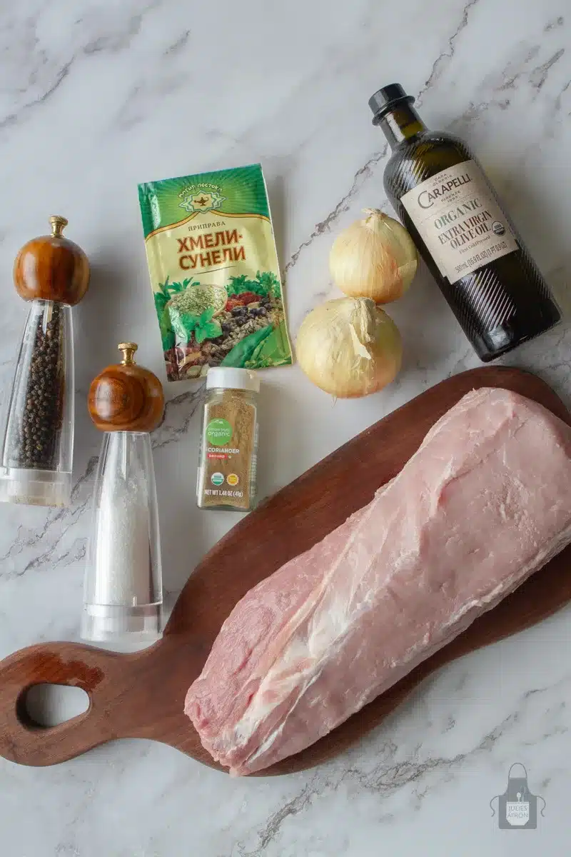 ingredients layer out for pork kebabs