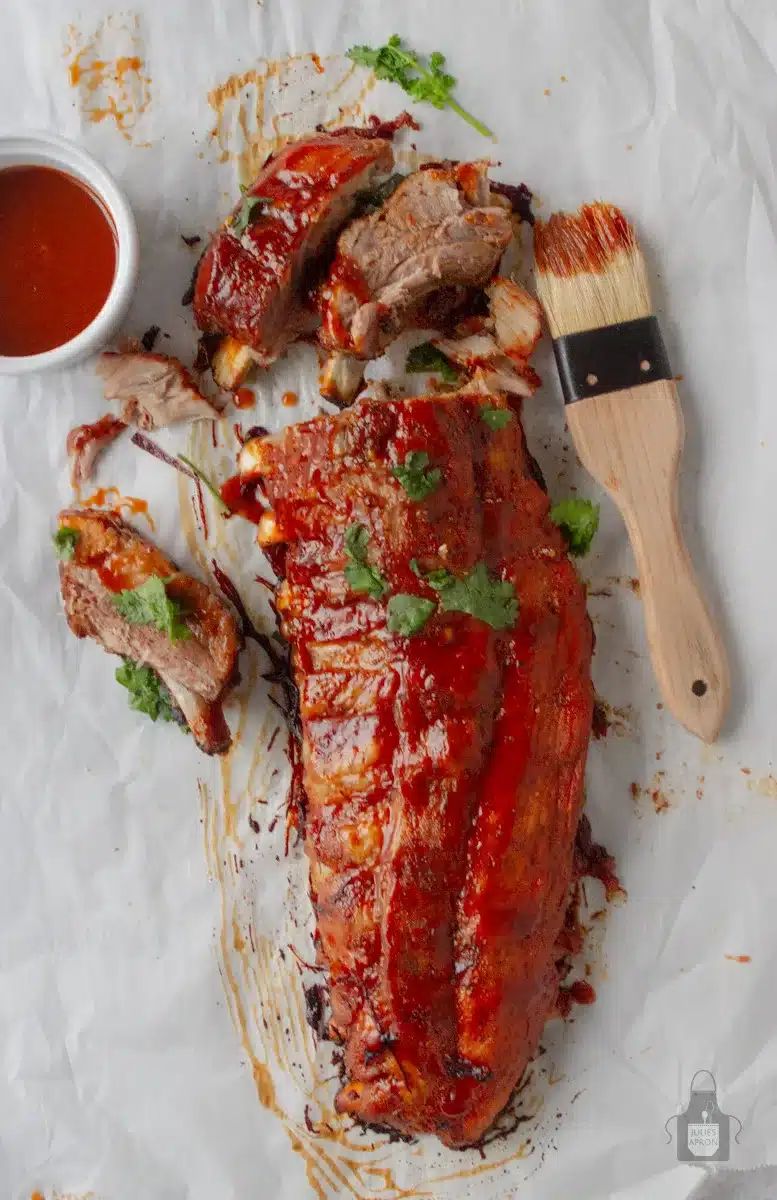 ribs smothered with barbecue sauce
