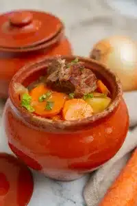 baked beef stew in clay pot