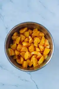 seasoned cubed gold potatoes with paprika