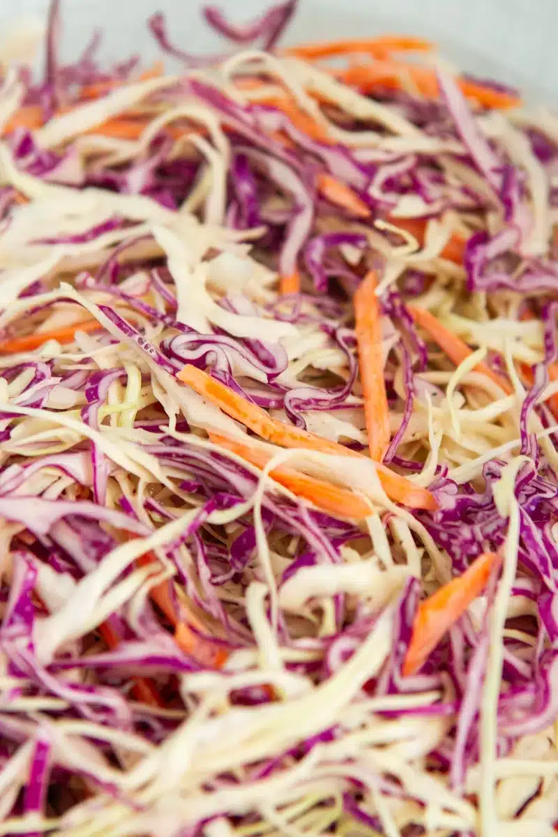 close up of creamy crunchy coleslaw recipe