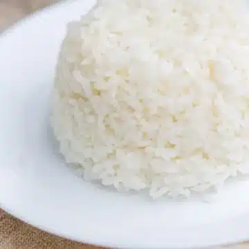 white rice on white dish