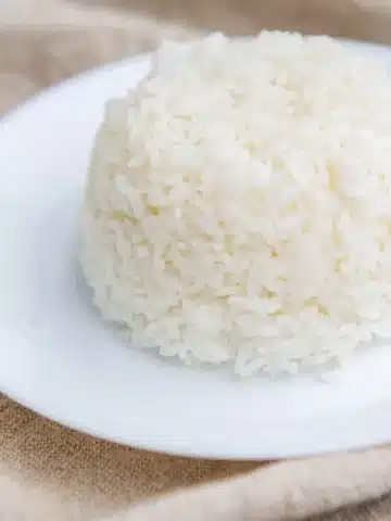 white rice on white dish