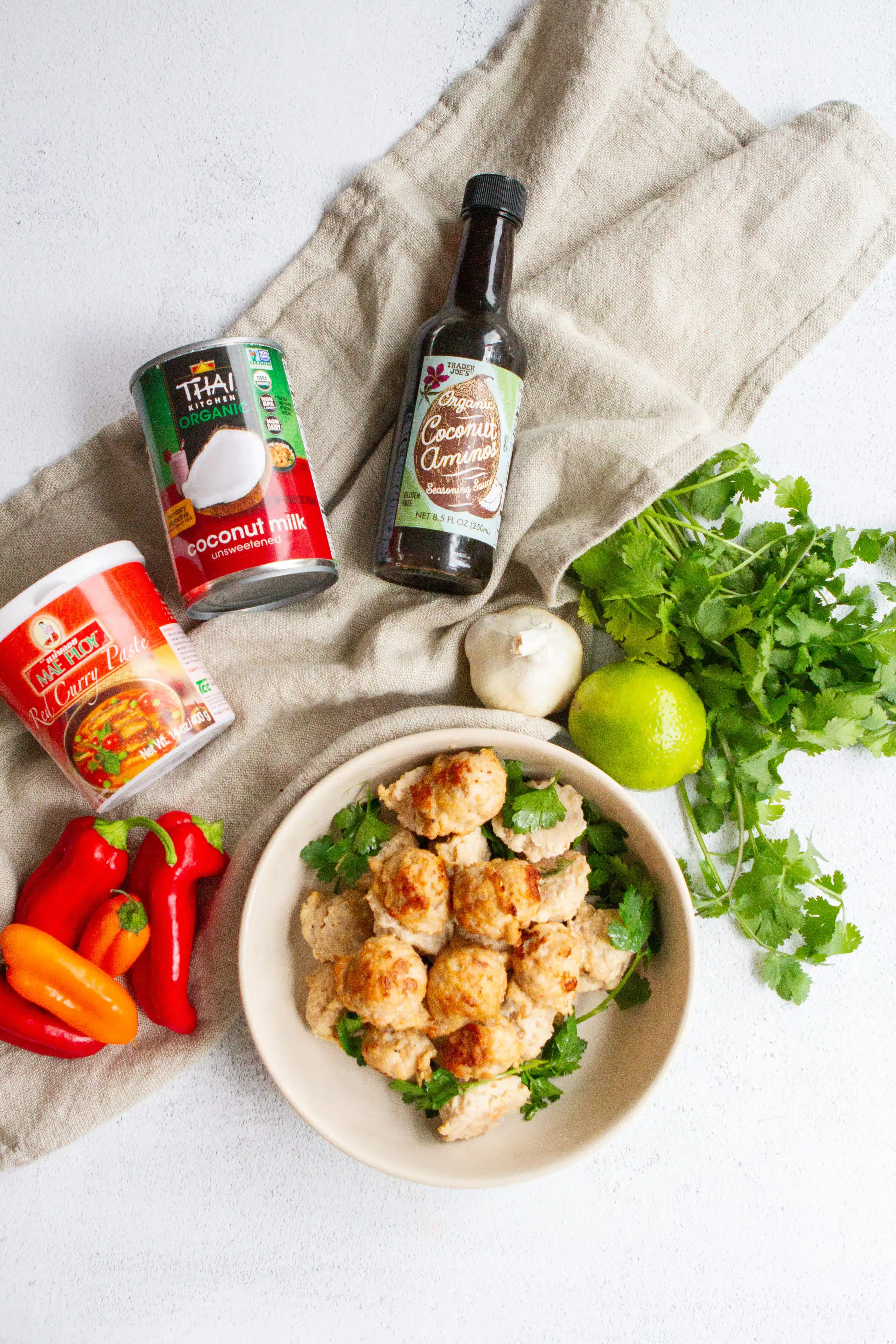 ingredients for coconut curry meatballs